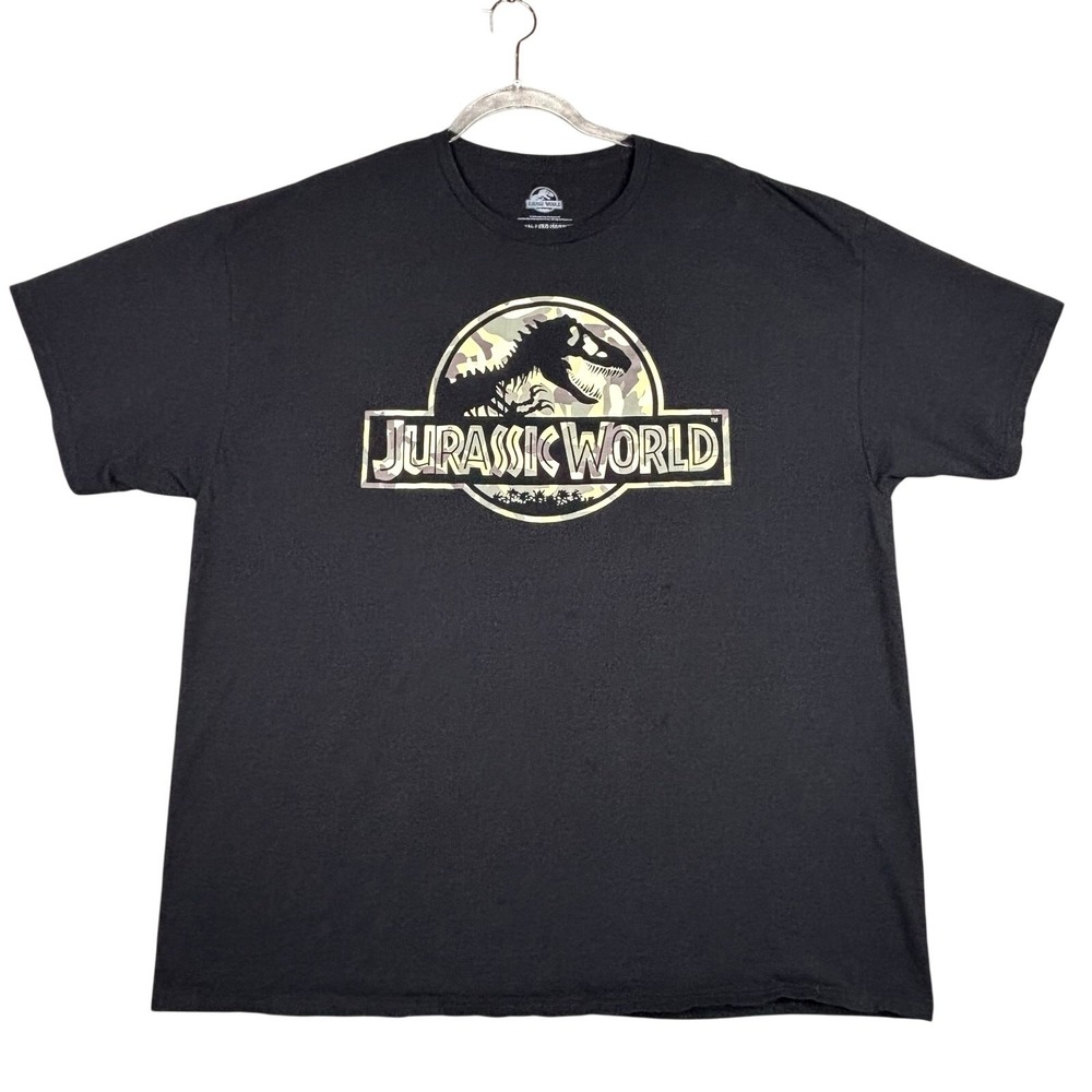 Jurassic World‎ Mens 2XL Black Camo Logo Graphic T-Shirt Short Sleeve Cotton Tee